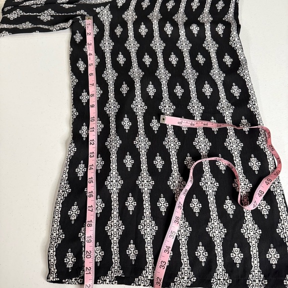 A.U.W. On/Off Shoulder Jumpsuit Black/White Print Wide Leg Bows Women’s Size 10 - Picture 10 of 14